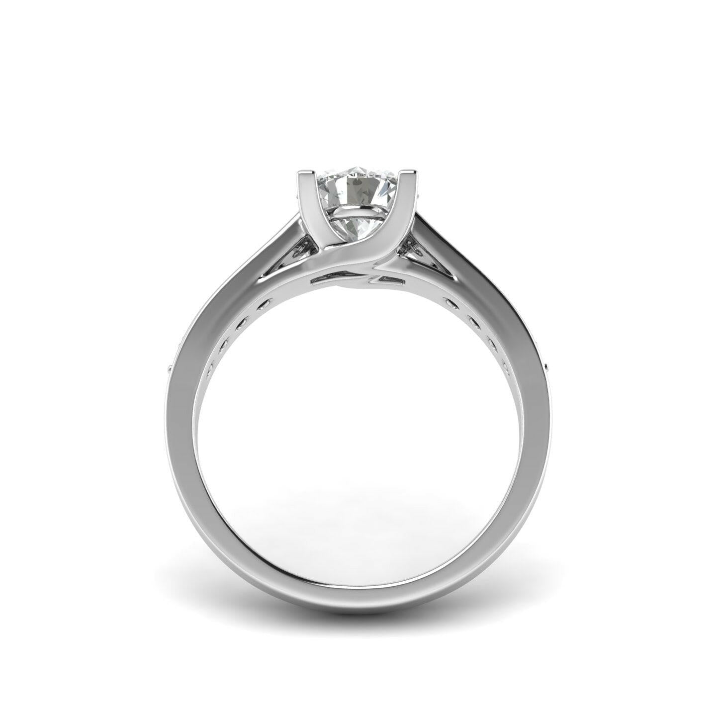 White Gold Studded 1.18 Carat Lab Grown Diamond Ring-F Color VS1 Clarity.
